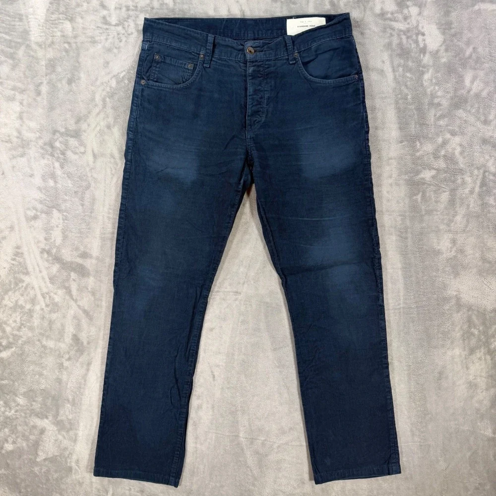 Rag & Bone Standard Issue Fit 3 Slim Straight Pants Men's 33x30 Blue Corduroy